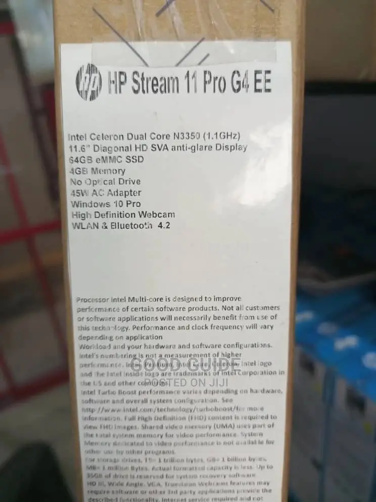 New Laptop HP Stream 11 Pro G4 EE 4GB Intel Celeron SSD 60GB