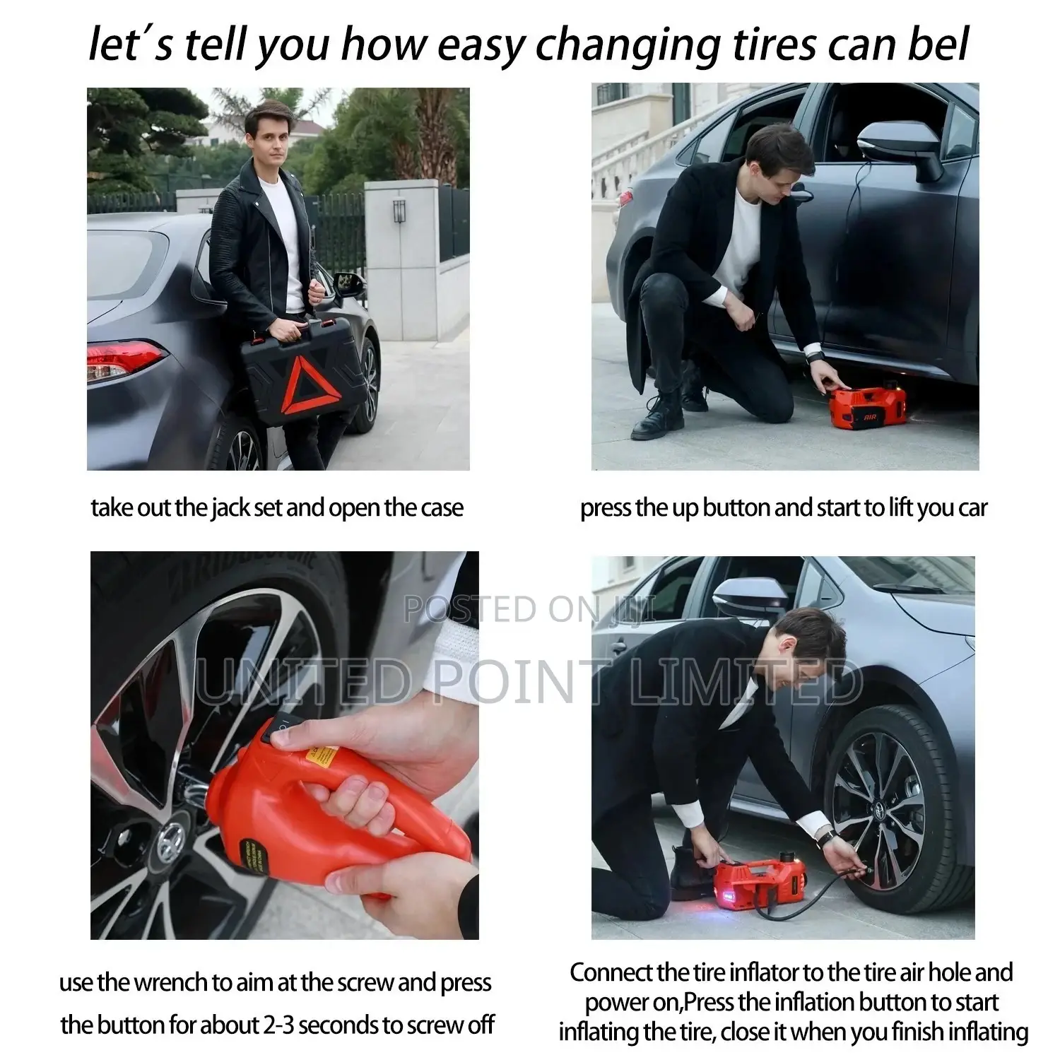 4 In 1 Electric Jack With Impact Wrench And Tyre Inflator