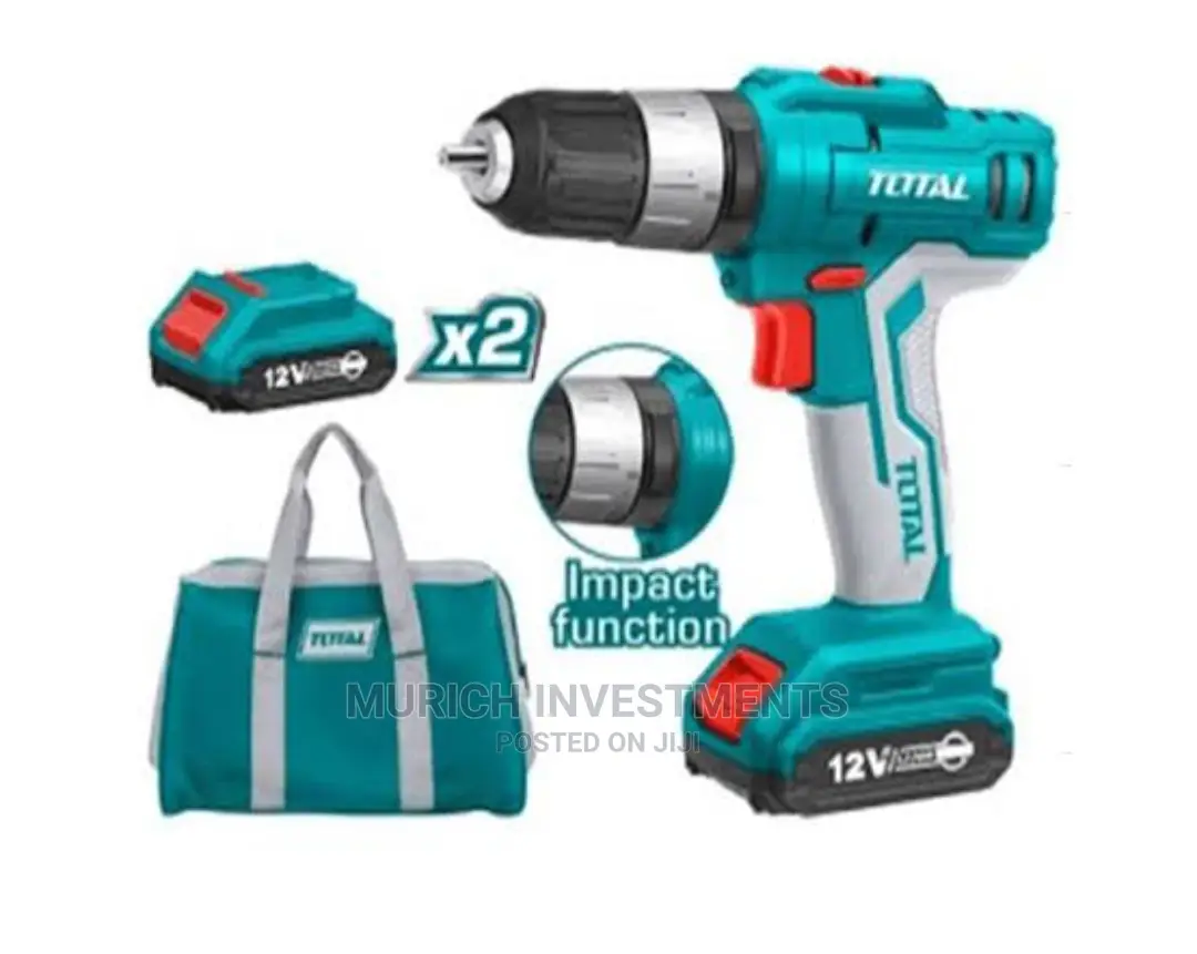 Total Cordless Hammer Impact Drill 12V With Two Batteries