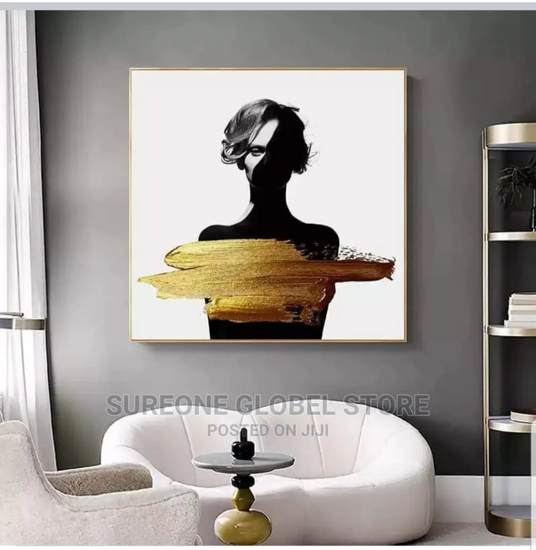 Abstract Black Face Art Water Statue Sculpture Canvas