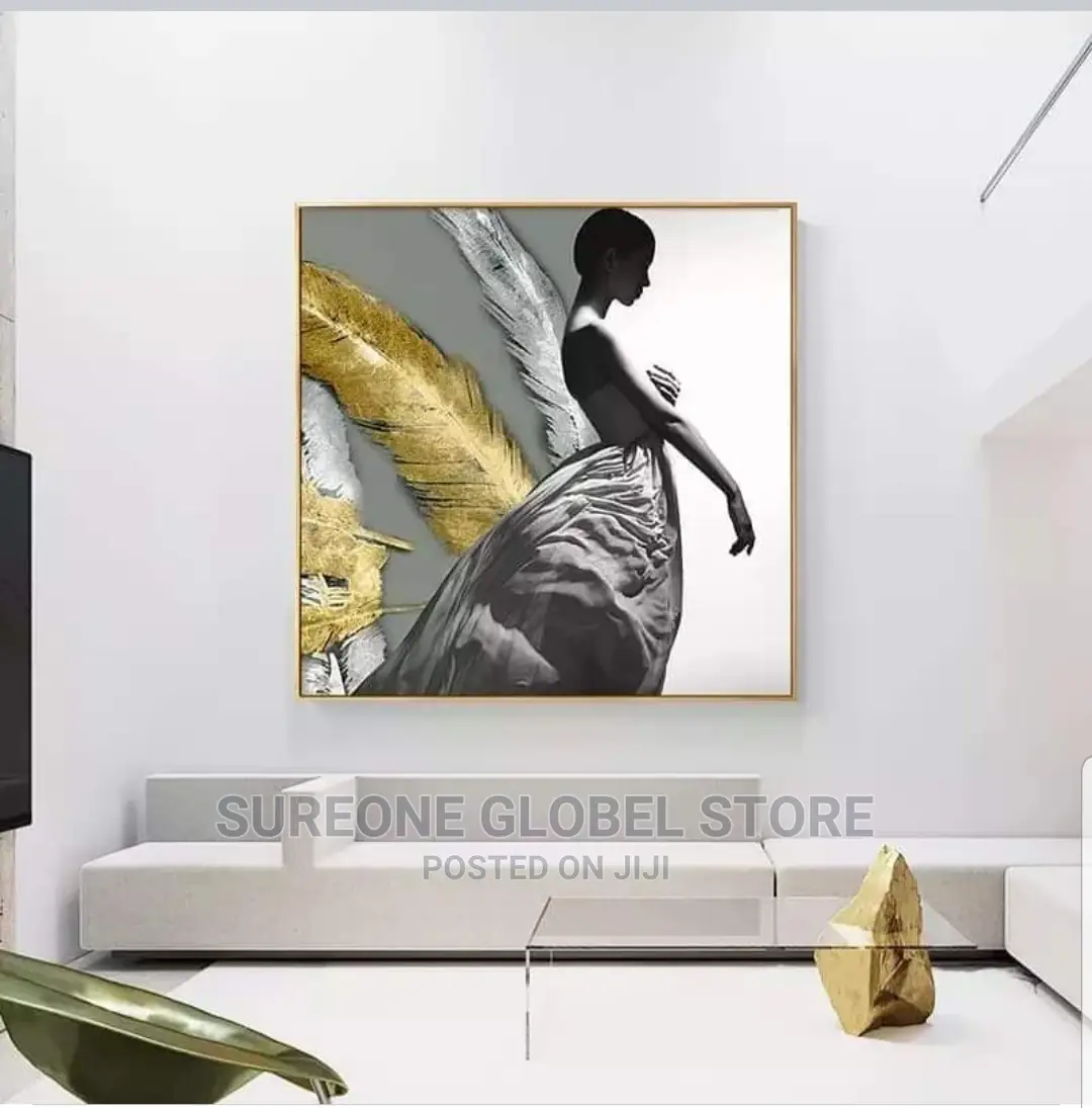 Abstract Black Face Art Water Statue Sculpture Canvas