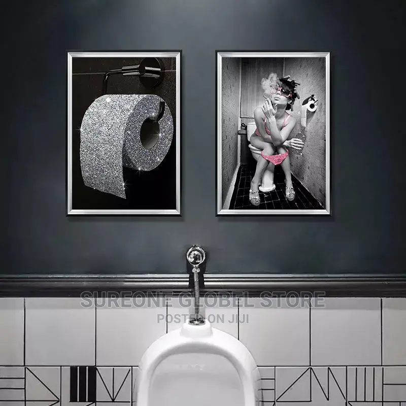 Smoking Woman Beauty Canvas Painting Toilet