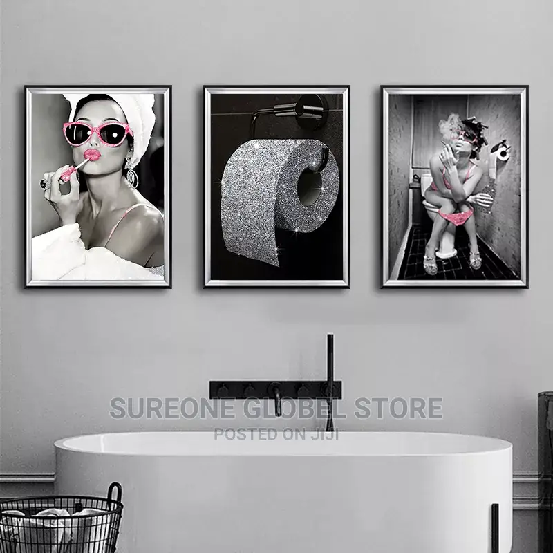 Smoking Woman Beauty Canvas Painting Toilet