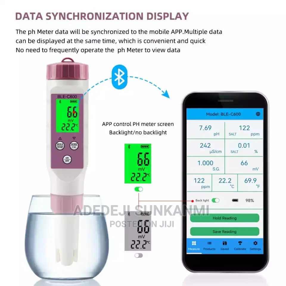 Water Quality Pen 7 in 1 PH/EC/TDS/ORP/SALT/ Meter