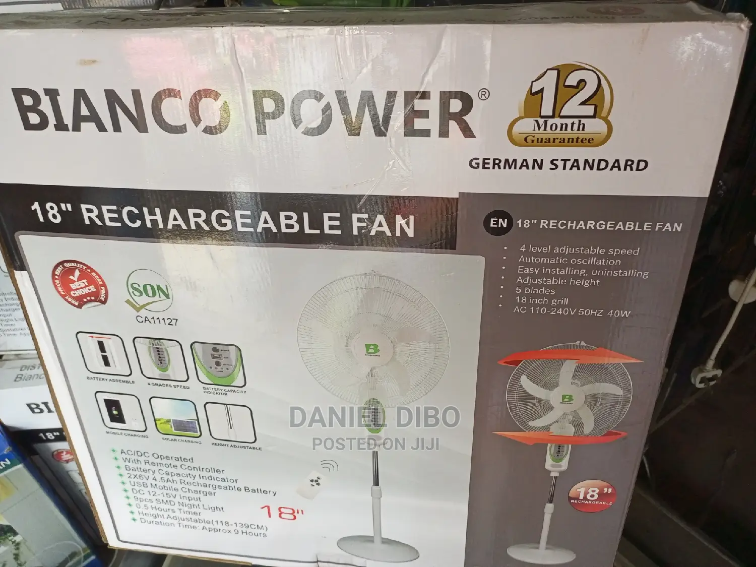 Rechargeable Fan 18 Inches
