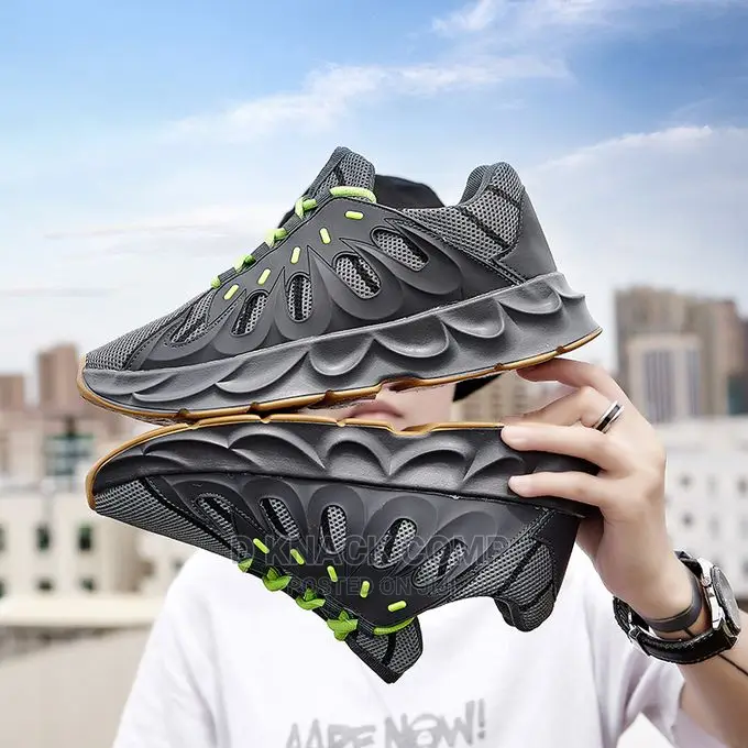 Men Running Shoes Fashion Sneakers Lace Up Deep Grey