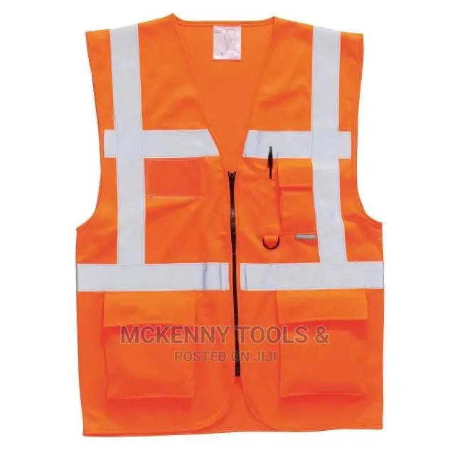 Reflective Vest With Pockets And Zipper Orange