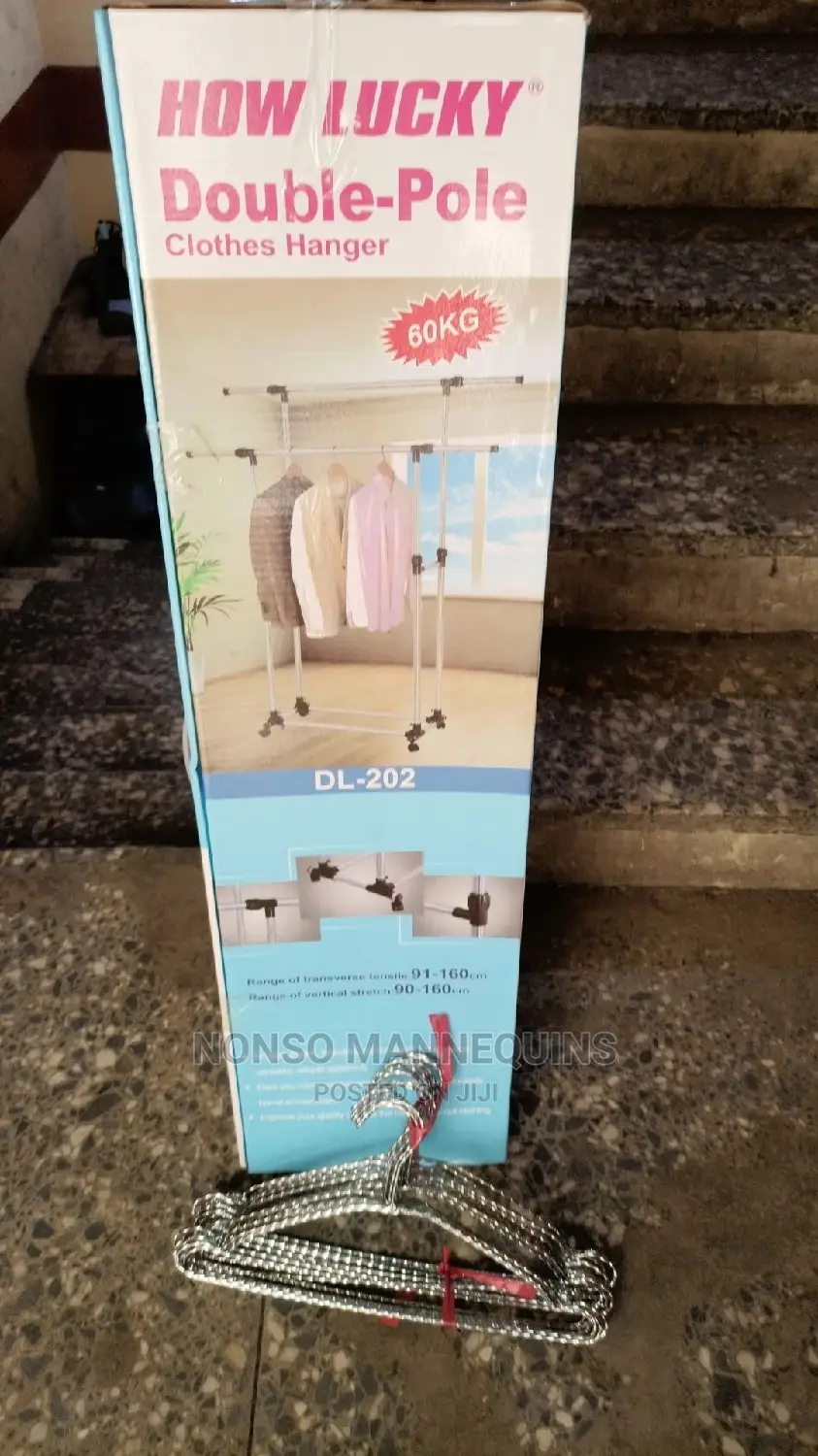 60kg Load Capacity How Lucky Double Pole Clothes Rack