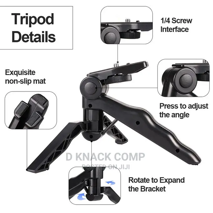 Tripod Stand With LED Ring Light for Phones Plastic-Black