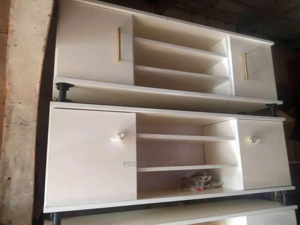 Solid Wood Tv Stand White With Golden Handle