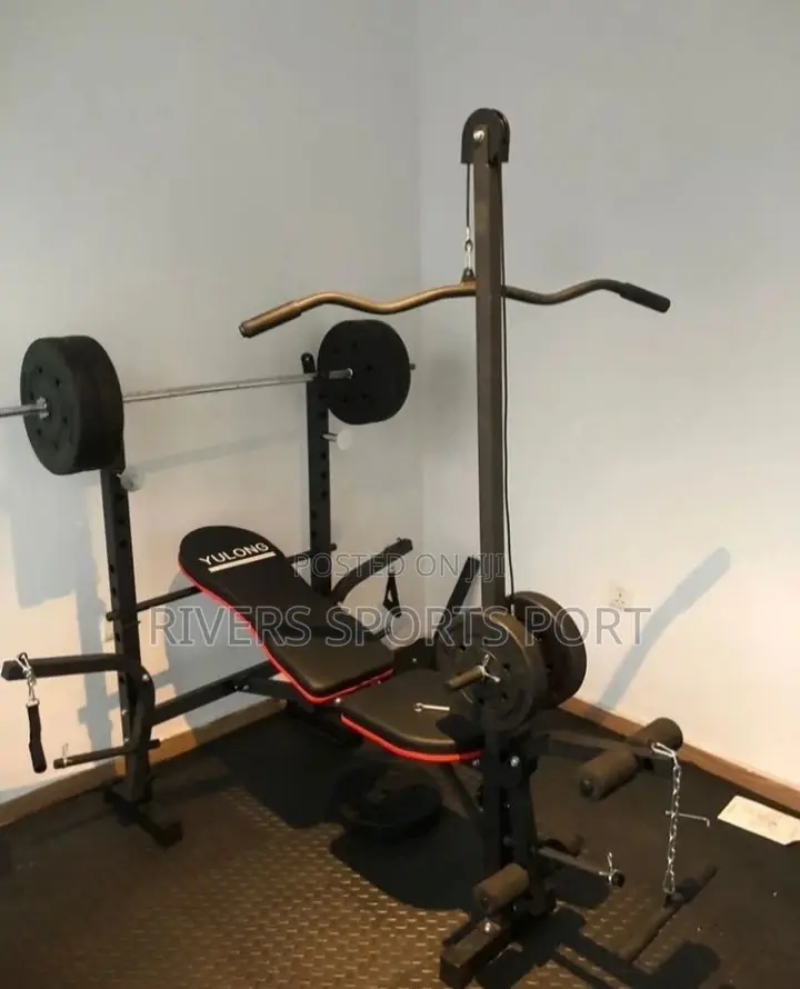 NEW Weight Bench Press With Latpull & 50kg DUMBBELL AND BARBELL SET