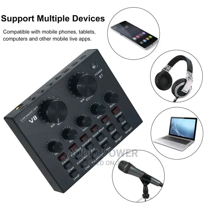 V8 Sound Card for Mobile Phones, Karaoke, and PC