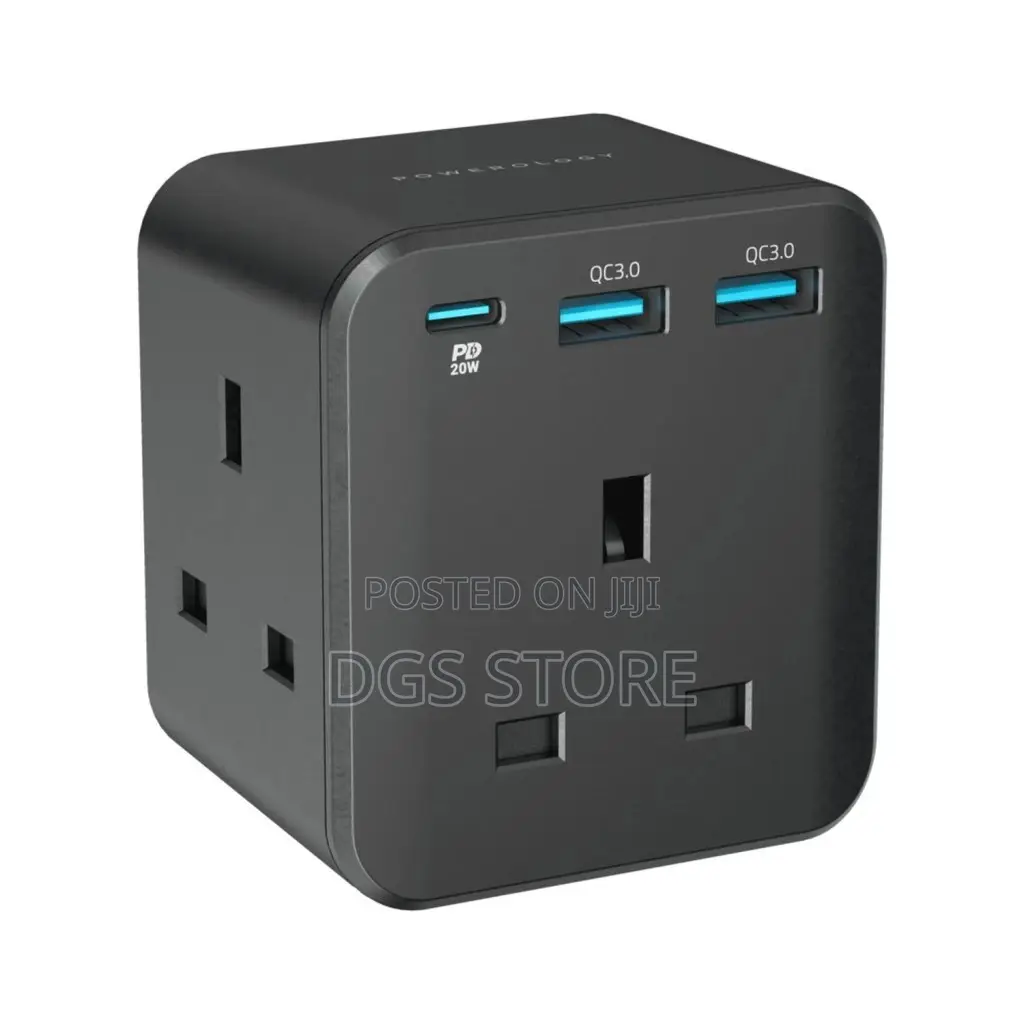 Powerology 3 Outlet Wall Socket With Fast Charging Usb Pd20w