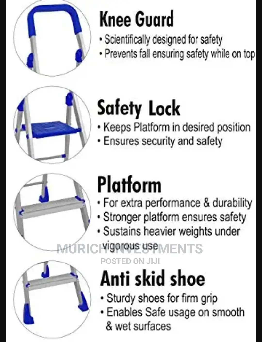 Foldable 6 Step Maple Aluminium Ladder, Light Weight