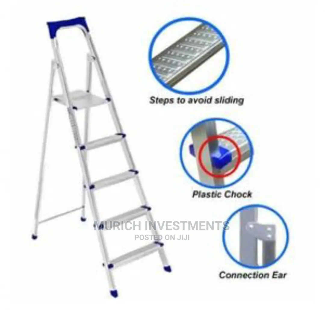 Aluminum 5-Step Ladder (Silver, 1 Piece)