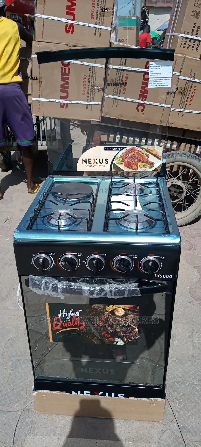 Nexus 3 Gas and 1 Electric Gas Cooker With Oven. Standing.