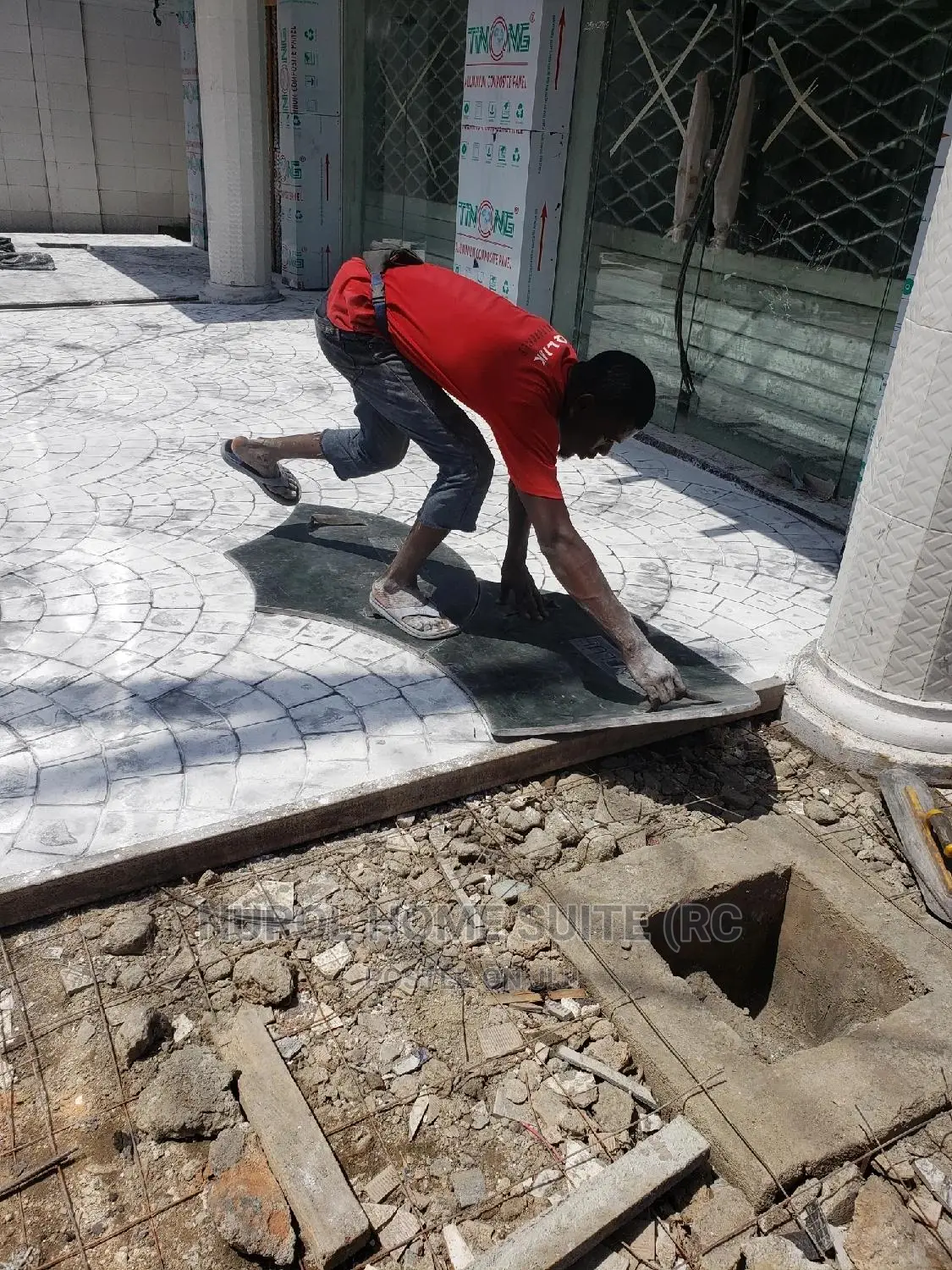 European Fan Patter Stamped Concrete Floor