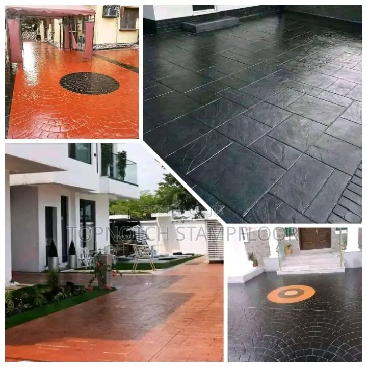Glowing Modern Exterior Concrete Stamp Floor