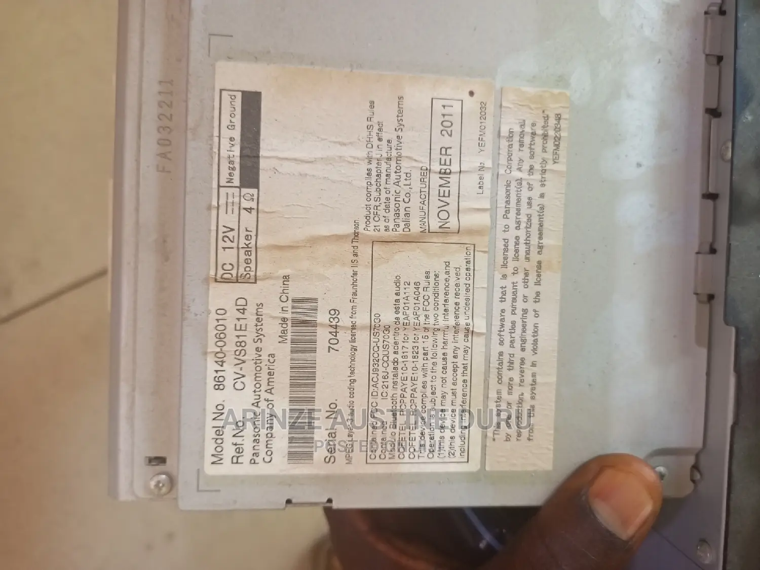 Camry 2011,2012 and 2013 Used Audio Player