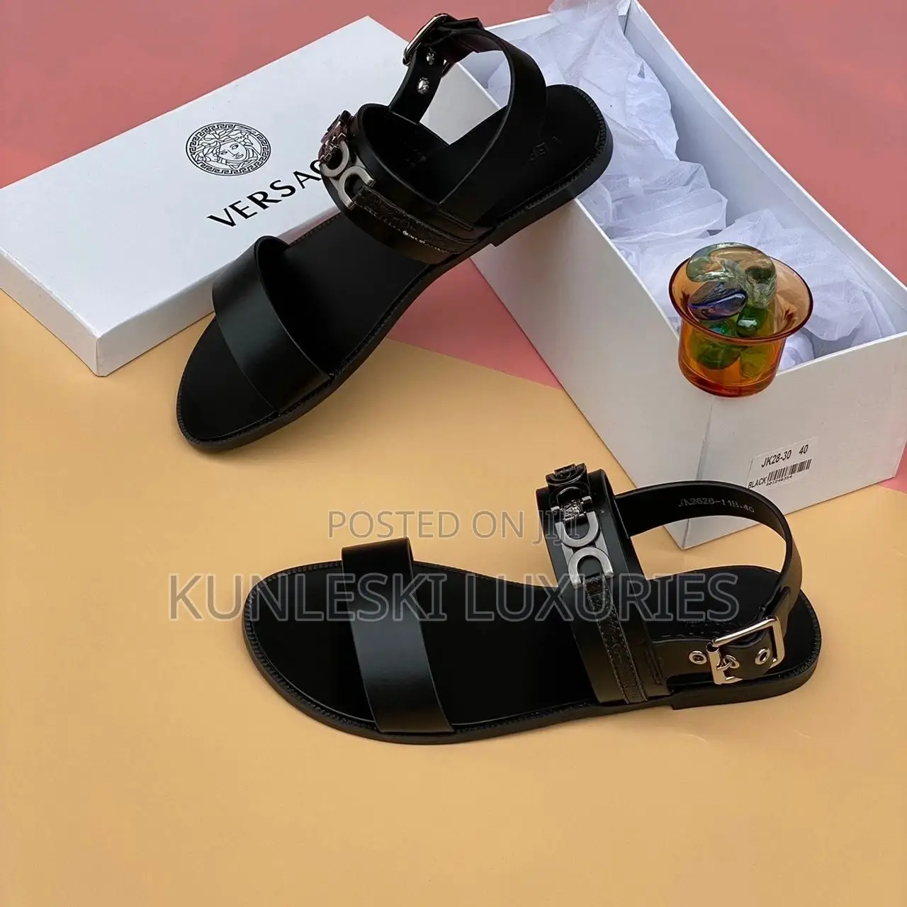 Original Versace Men Leather Sandals Available