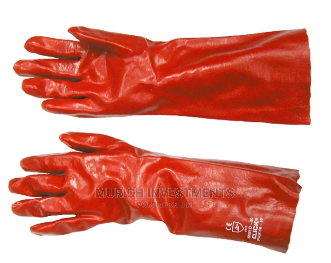 Electrical Red PVC Coated Gauntlet Gloves – Pair