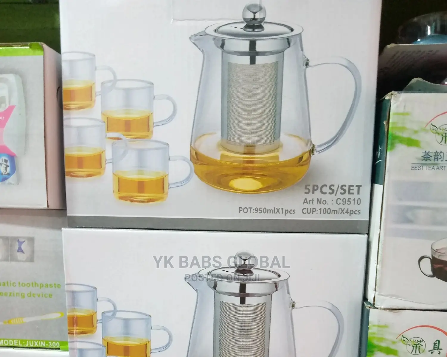 Glass Teapot With 4 Tes Cups