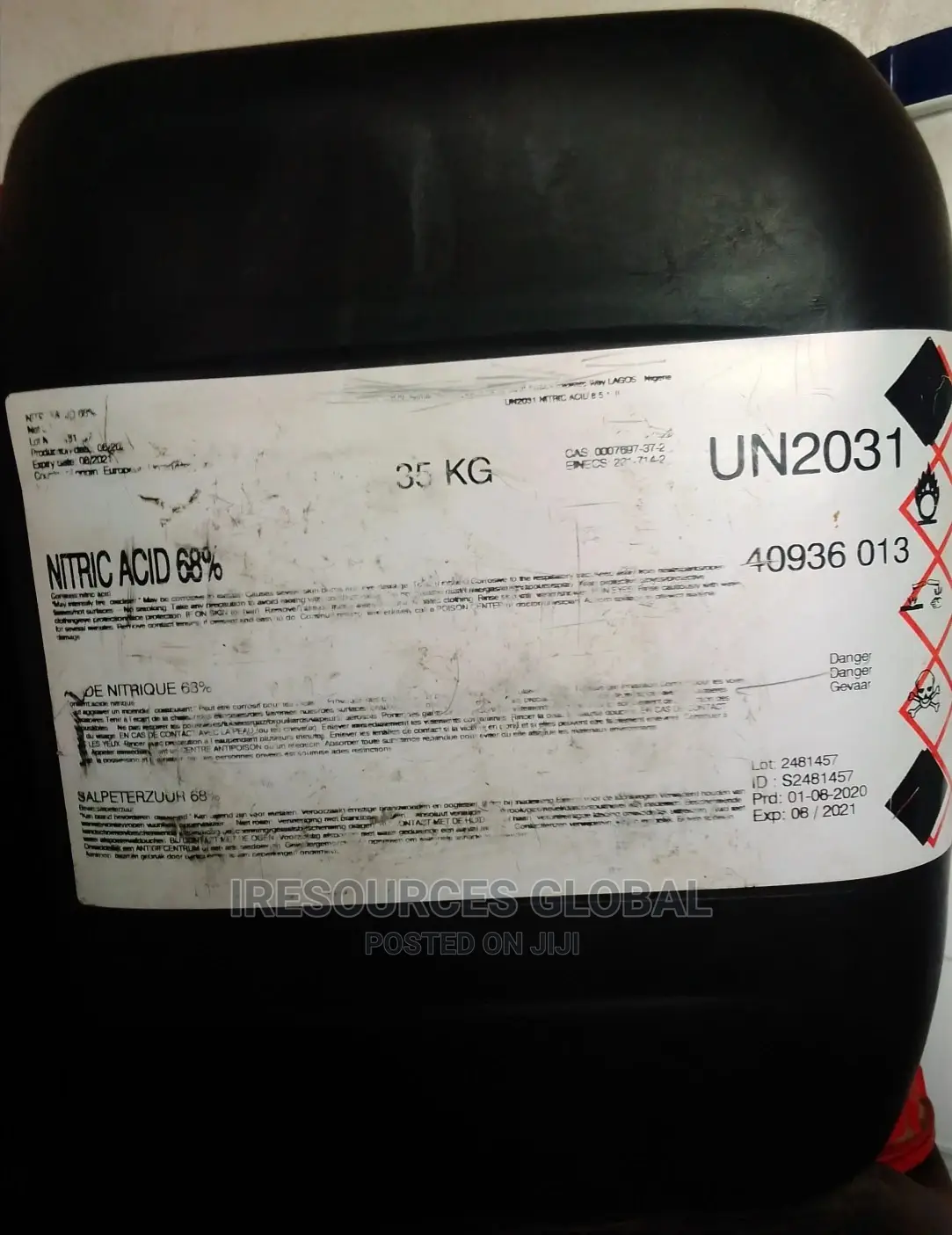 Nitric Acid 68% 35kg Keg