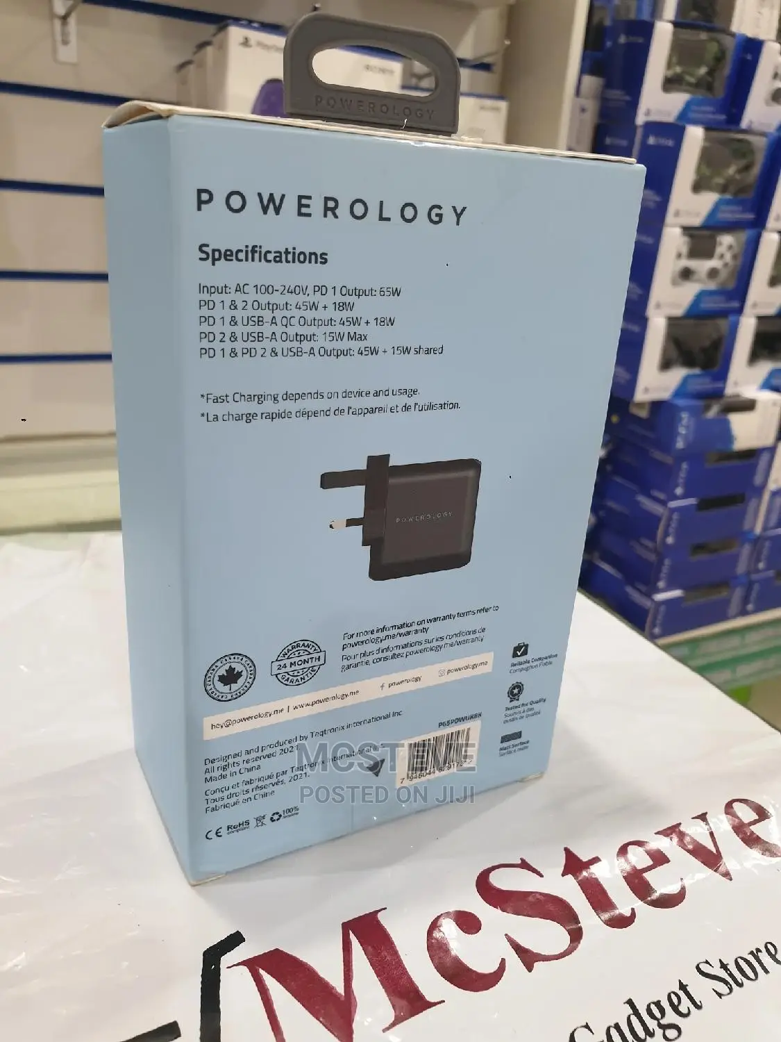 Powerology Compact 3-Output Gan Charger 65W