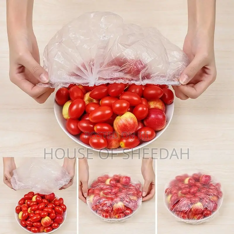 Disposable Food Cover Plastic Wrap Elastic Food Lids 100pcs