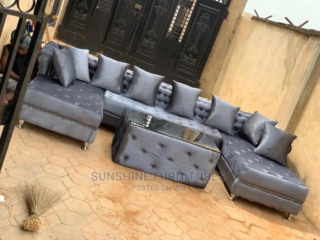 U Shaped Sofa With Glass Top Center Table