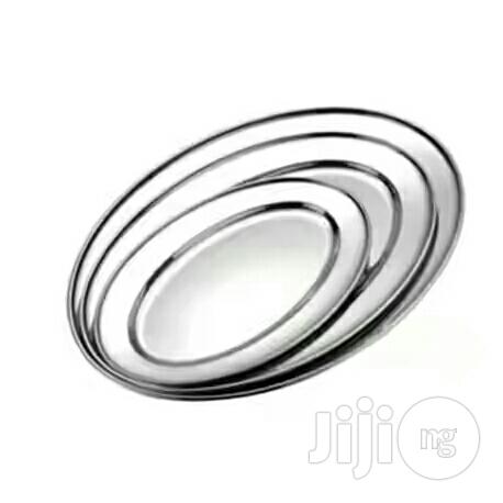 Stainless Steel 18/10 Oval Flat Tray by 3set.