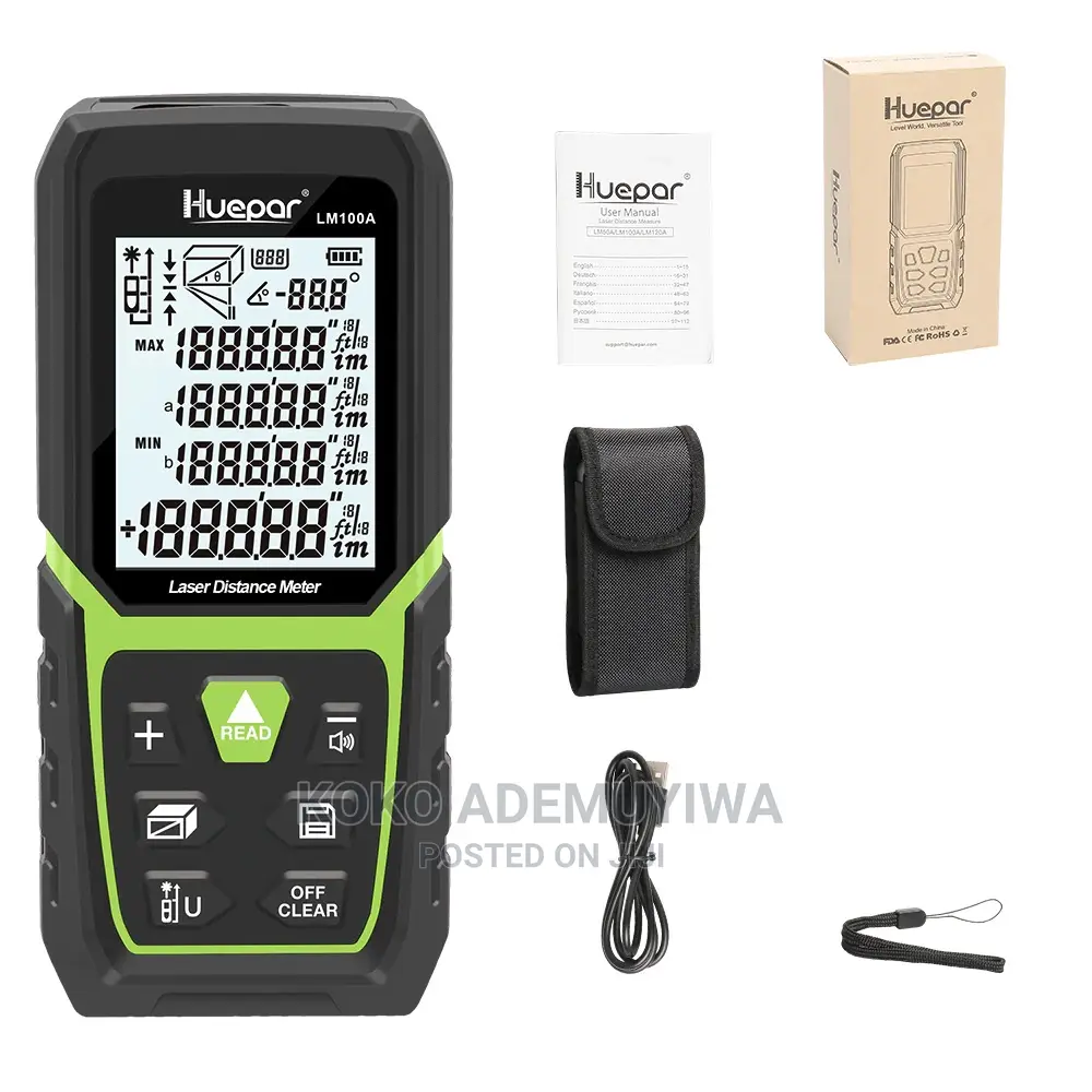 120m Laser Distance Meter With Li-Ion Battery + Angle Sensor
