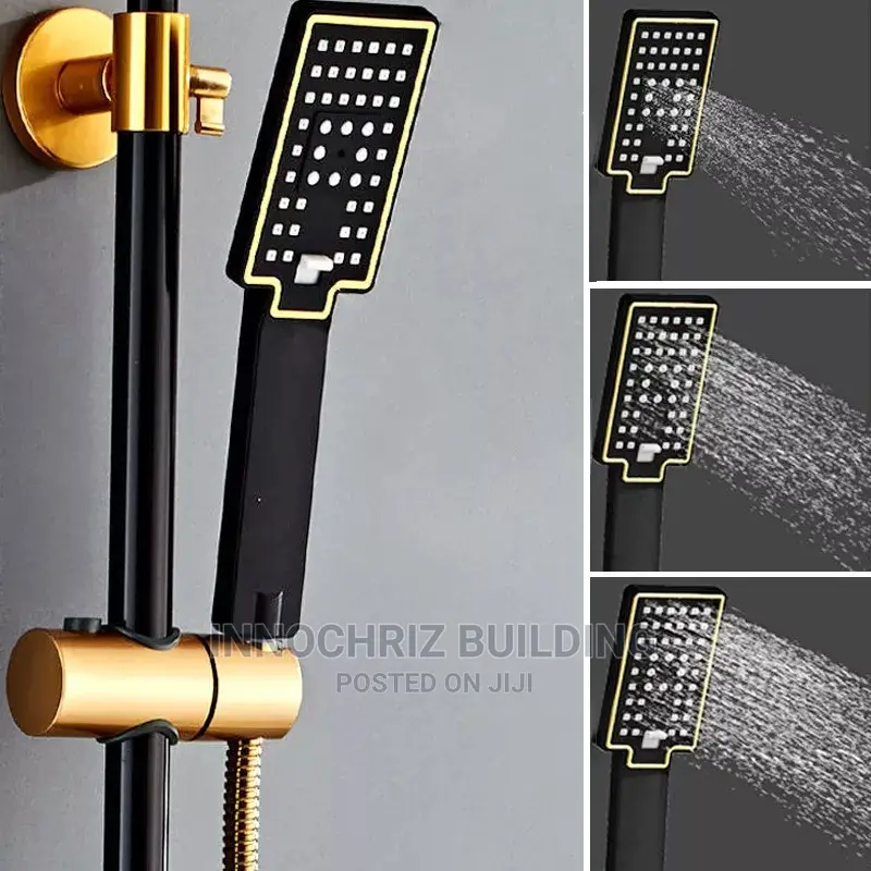 Black and Gold Shower With Bidet