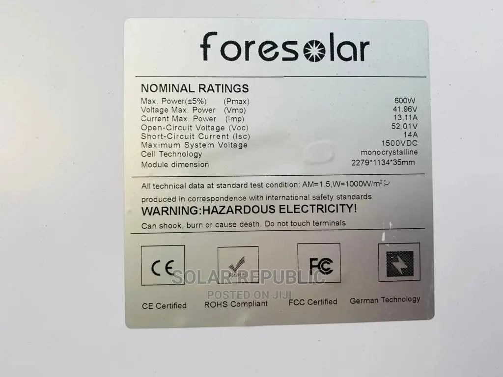600W Foresolar Mono Solar Panels