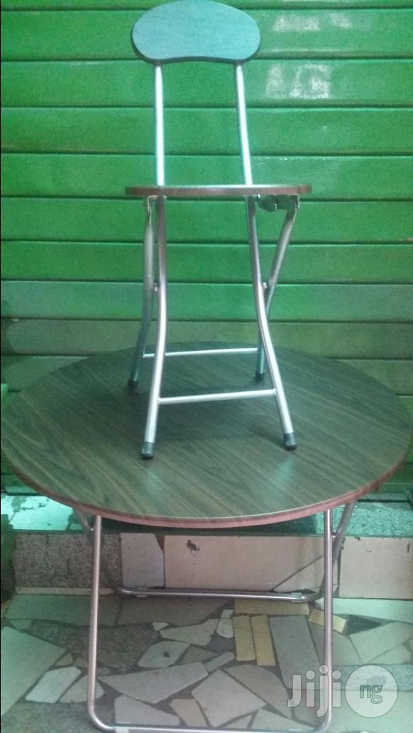 Wooden Table And Chair With Stainless