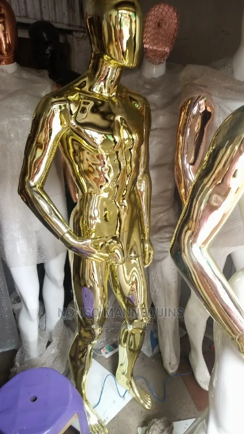 Full Body Male Gold Chrome Display Mannequin
