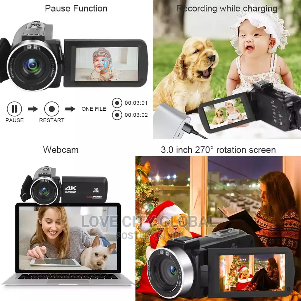 Video Camcorder Wifi 4K HD 18X Digital Camera Night Vision