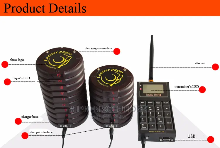 Wireless Paging System Easy Call Guest Waiting Area Restaurant