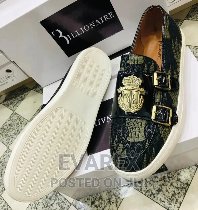 Designer Black/Gold Flat Men Shoe.