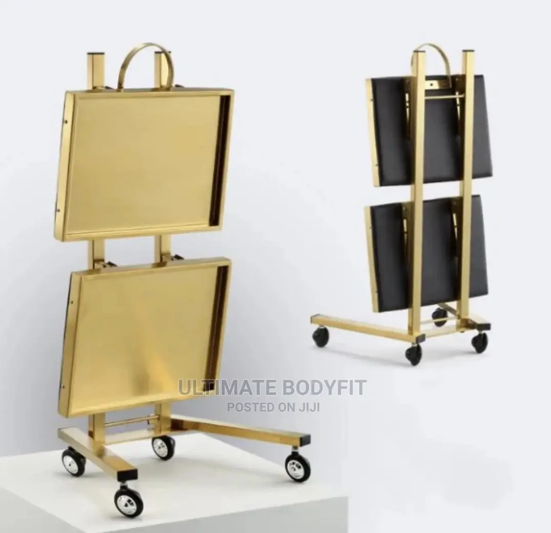 Brand New Portable Gold Fordable Two Tray Trolley