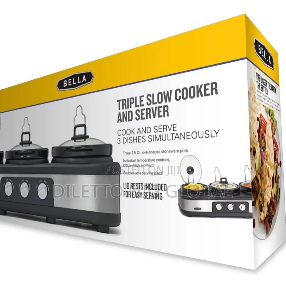 BELLA Triple Slow Cooker and Buffet Server, 3 X1.5 QT