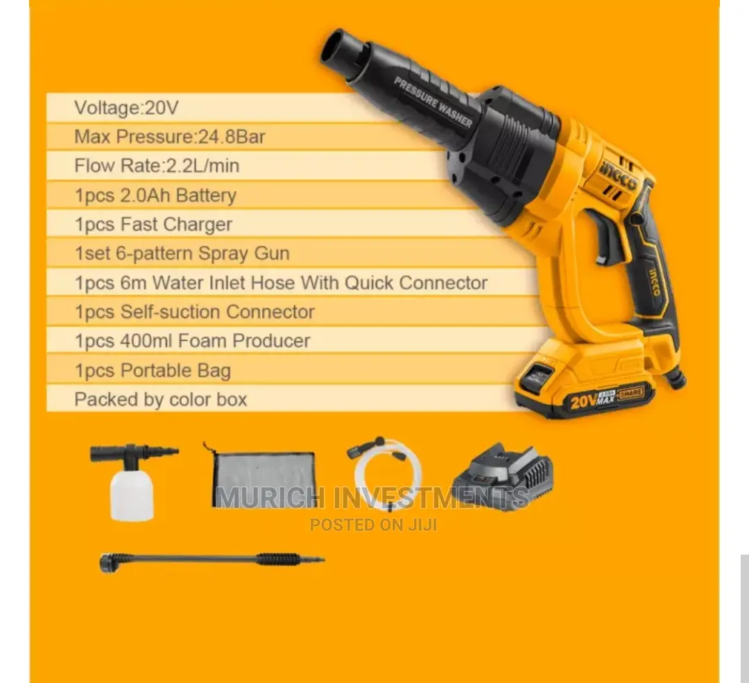 Cordless Lithium-ion Pressure Washer With 6pattern Spray Gun