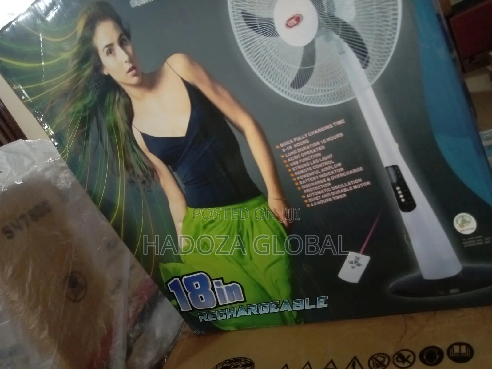Ox Rechargeable Standing Fan 18'' Inch With Remote Control