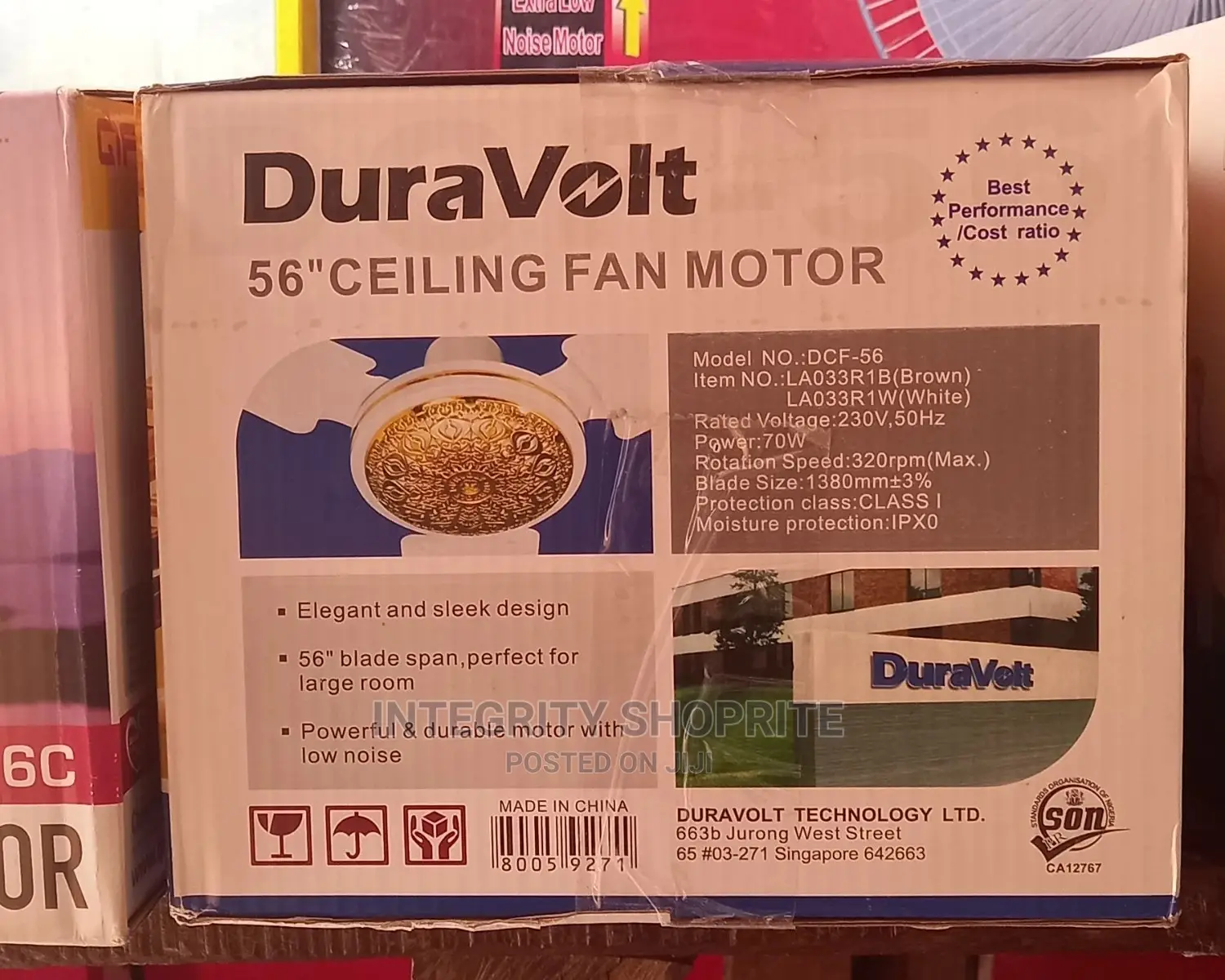 Duravolt Golden 56" Ceiling Fan With Blade