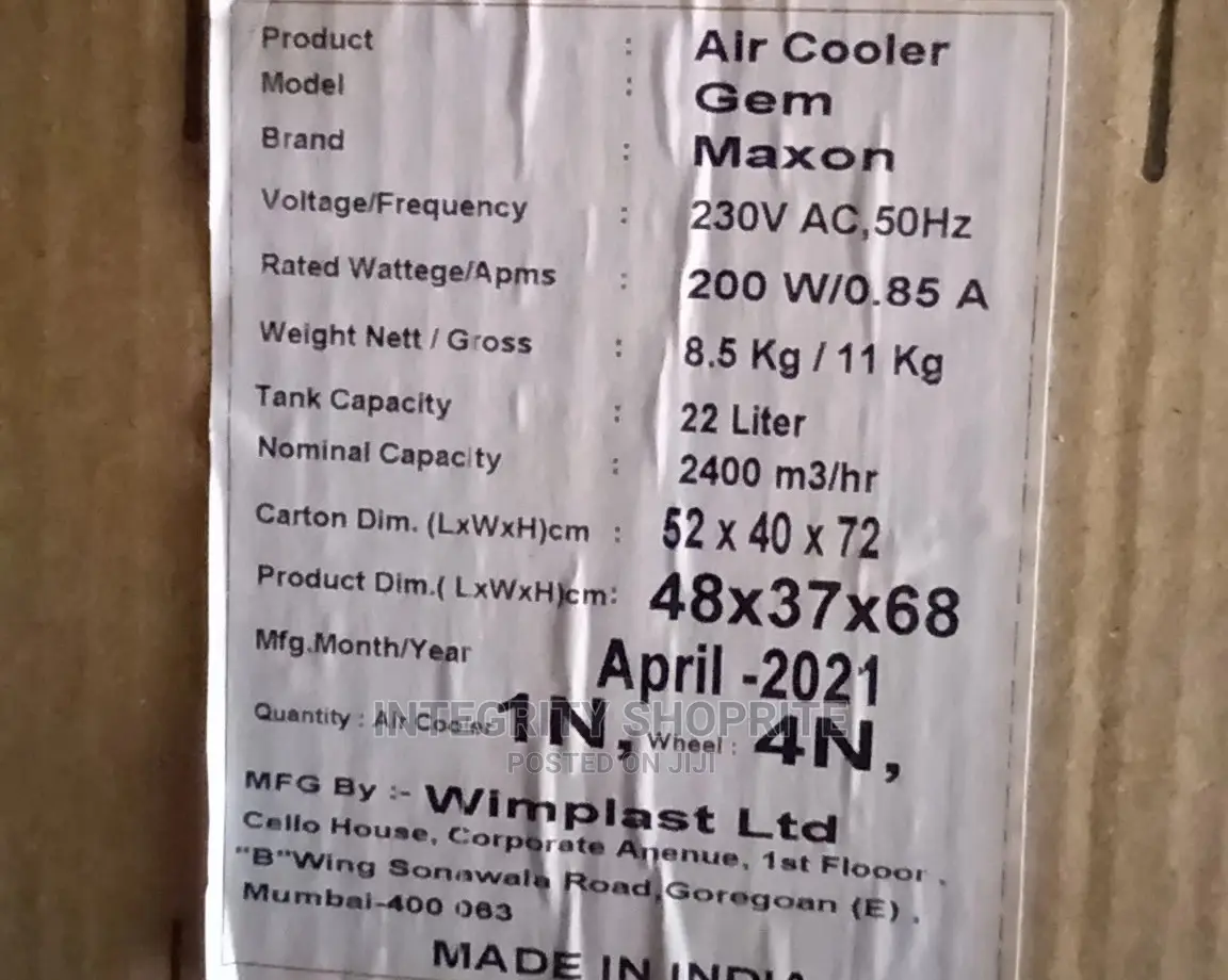 Maxon Aircooler 22liter W200.