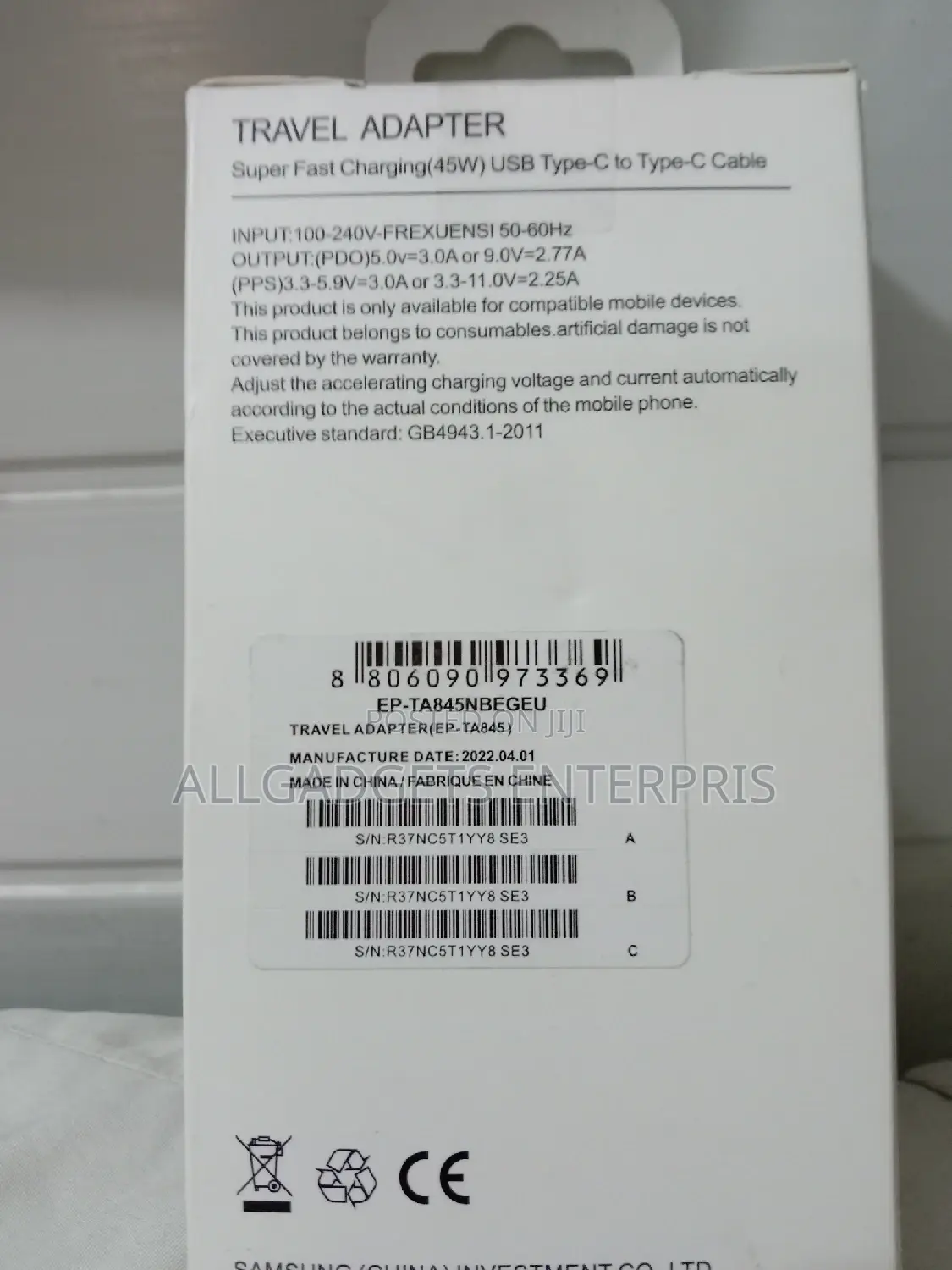 45W Samsung Phones Charger