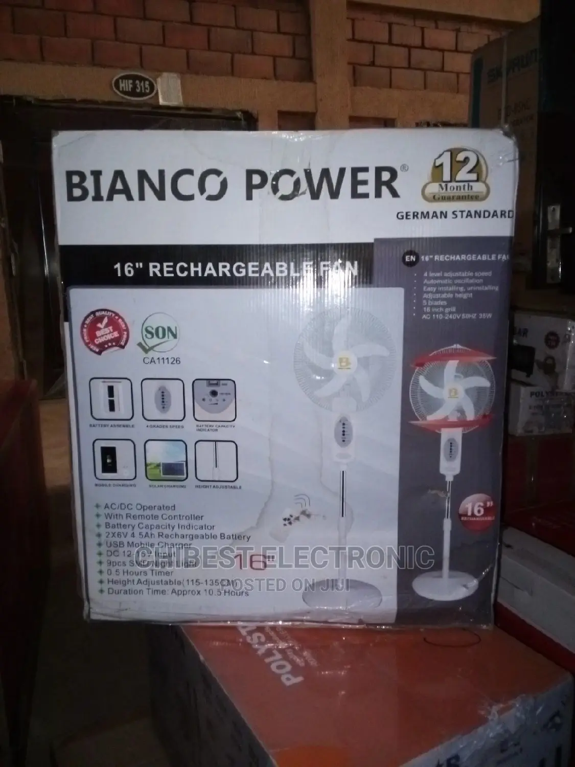 Bianco Rechargeable Fan With a Warranty Brand New