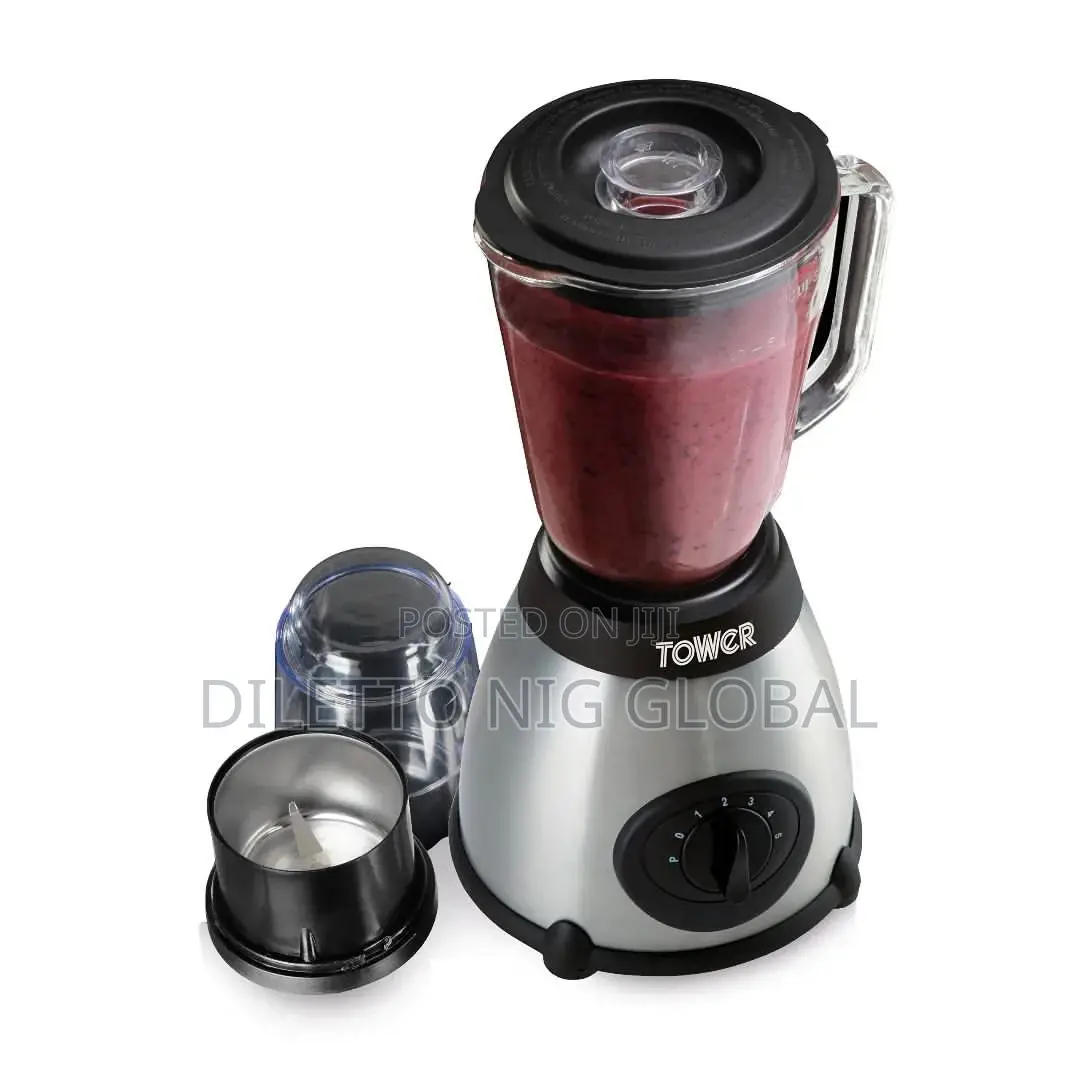 Tower Glass Jar Blender With Grinder, Stainless Steel