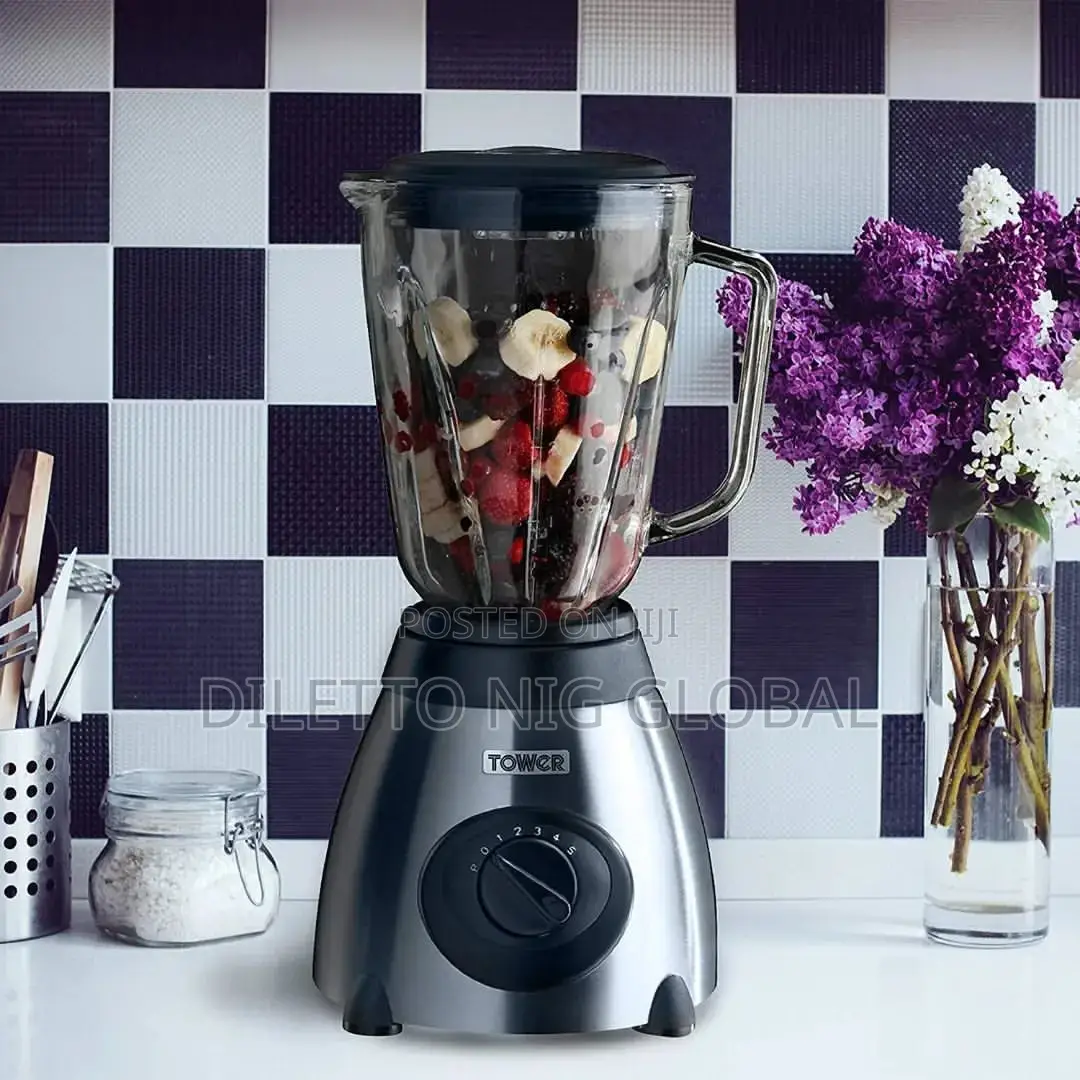 Tower Glass Jar Blender With Grinder, Stainless Steel