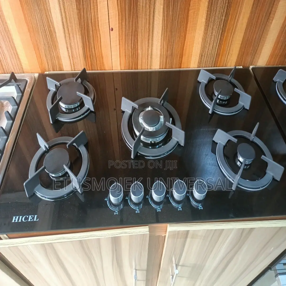 Hicel 90cm 5 Burner Glass Built-in Gas Hub